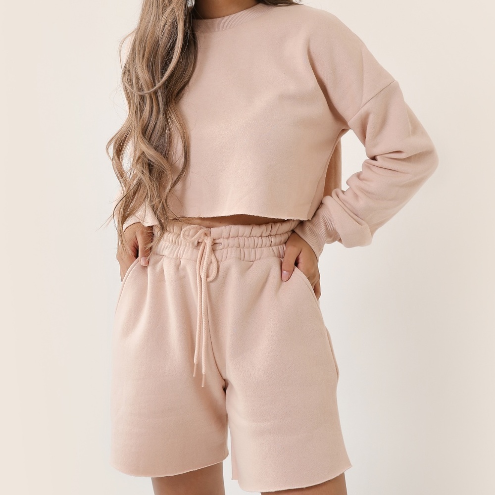Blush Sweat Shorts + Sweater Set
